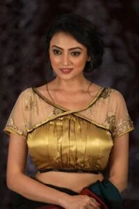 Cross-Pattern-Transparent-Neck-Blouse-Design