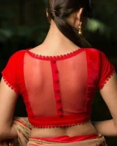 Lace-Work-Transparent-Back-Blouse-Design