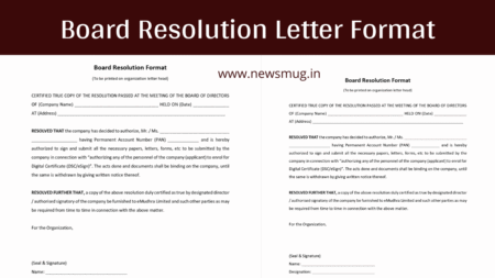 Board resolution letter format