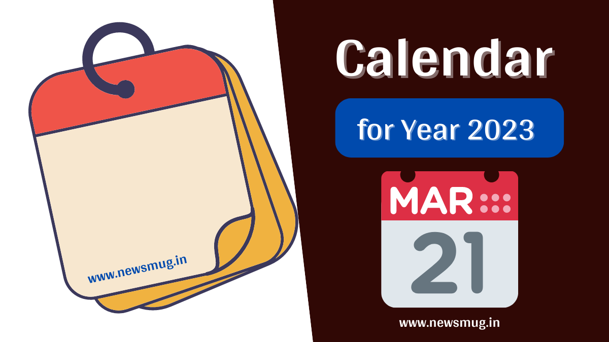 Calendar For Year 2023 India News Mug