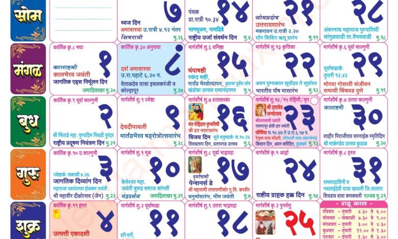 Mahalaxmi Calendar December 2026