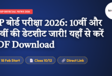 UP Board Date Sheet 2026