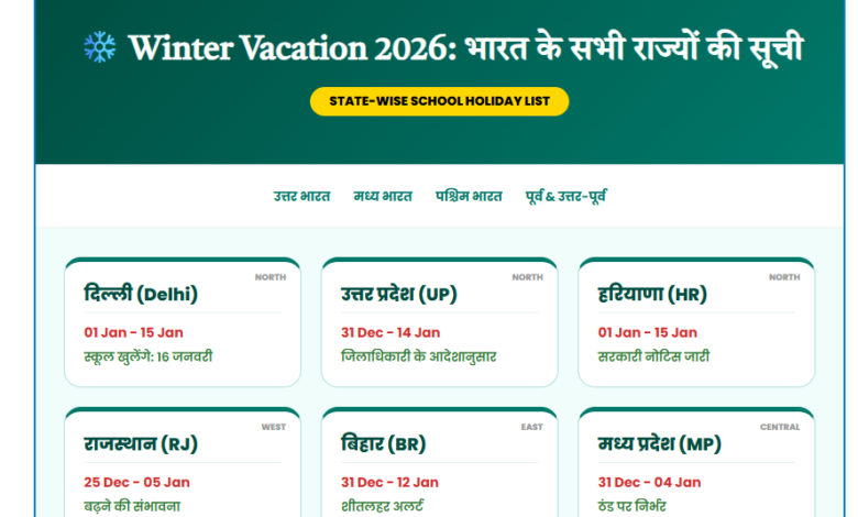 Winter Vacation 2026 School Holidays