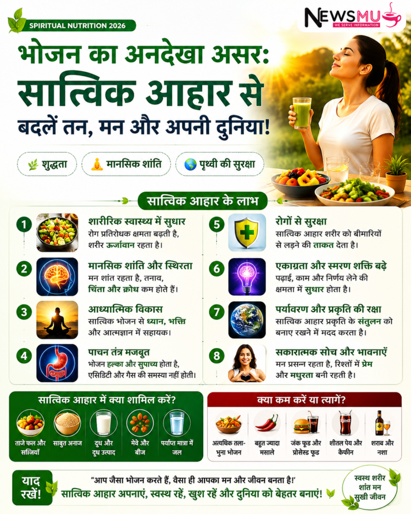भोजन का अनदेखा असर: सात्विक भोजन के फायदे, तन-मन और धरती के लिए (संपूर्ण गाइड) भोजन का अनदेखा असर