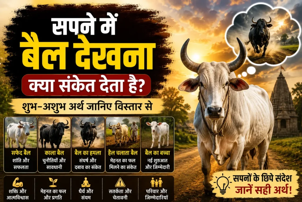 सपने में बैल देखना क्या संकेत देता है? जानिए शुभ-अशुभ अर्थ सपने में बैल देखना क्या संकेत देता है? जानिए शुभ-अशुभ अर्थ