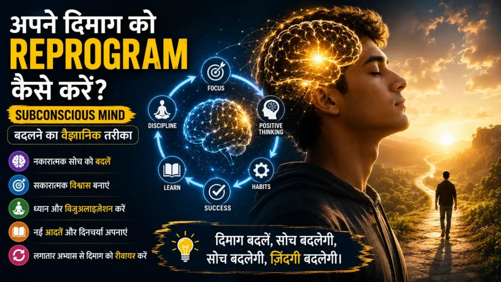 अपने दिमाग को Reprogram कैसे करें? Subconscious Mind बदलने का वैज्ञानिक तरीका अपने दिमाग को Reprogram कैसे करें? Subconscious Mind बदलने का वैज्ञानिक तरीका