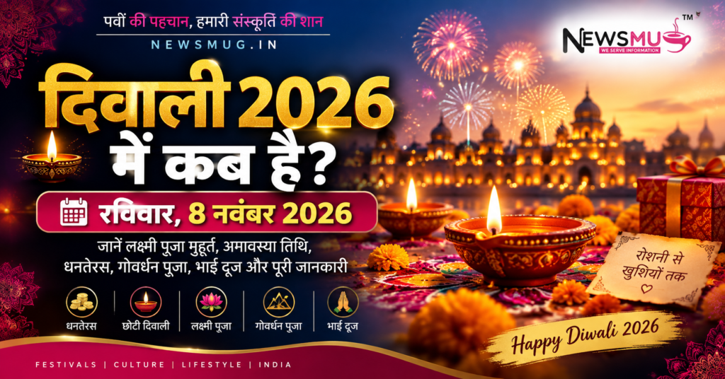 दिवाली 2026 में कब है? जानें 8 नवंबर की तारीख और लक्ष्मी पूजा मुहूर्त दिवाली 2026 में कब है