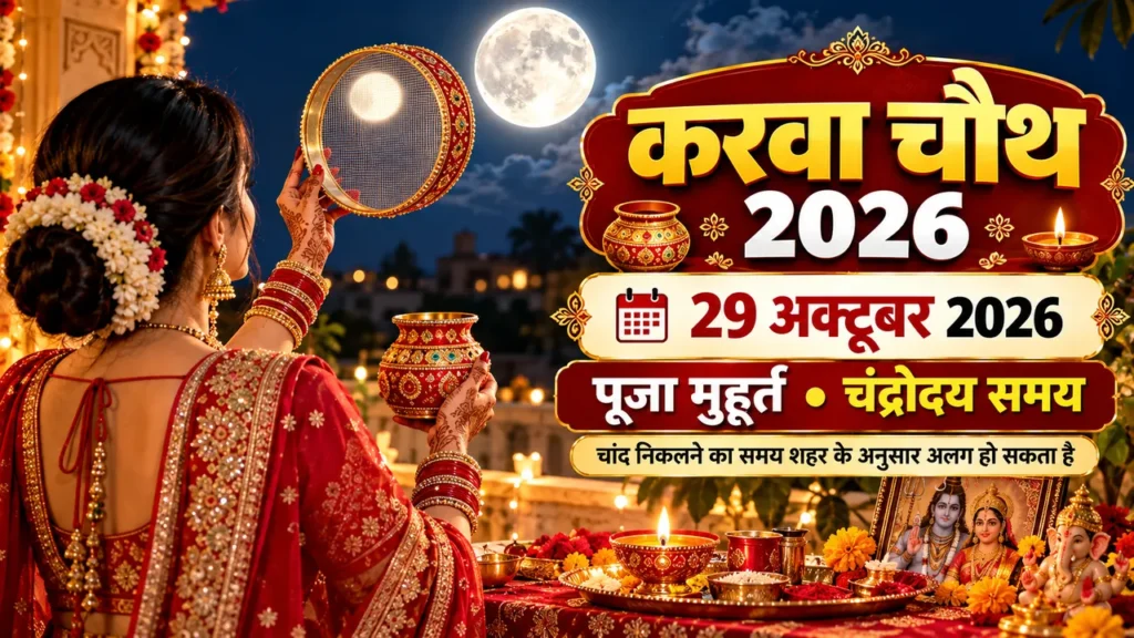 Karwa Chauth 2026 kab hai: पूजा मुहूर्त, सरगी व शहरवार चंद्रोदय समय Karwa Chauth 2026 kab hai - 29 अक्टूबर पूजा मुहूर्त व चांद निकलने का समय